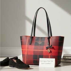 Kate Spade Red and Black Plaid Tote